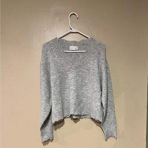 Aritzia Wilfred Free Sweater Womens Gray Raw Edge Oversized Wool Alpaca Nylon